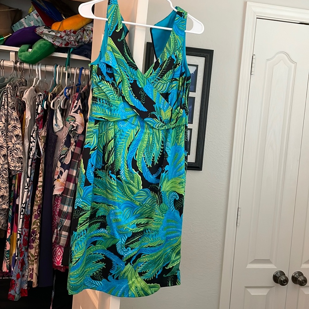 Jones New York Tropical Palm Leaf Shift Dress